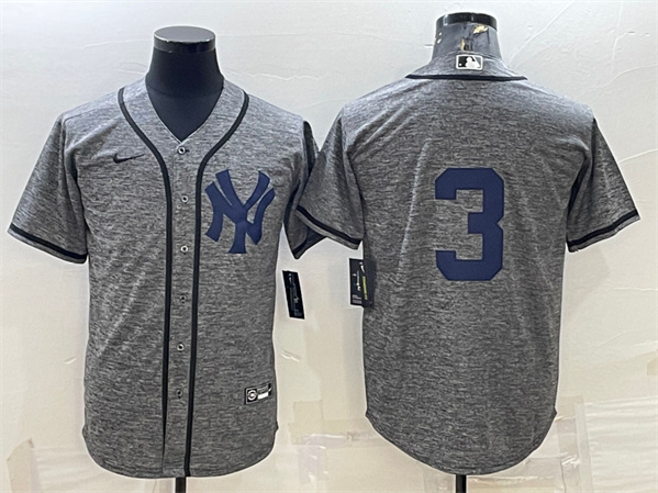 Men's New York Yankees #3 Babe Ruth Gray Cool Base Stitched Jersey